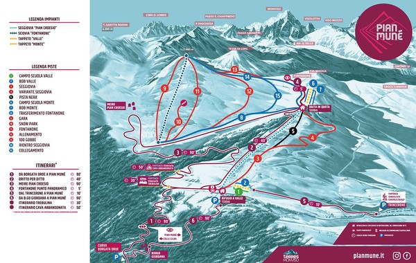 Skizentrum Pian Muné Täler des Monviso