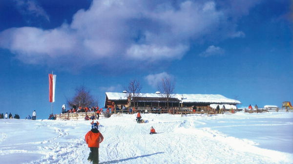 Photo exteriors in winter Alpine farm Tuffalm
