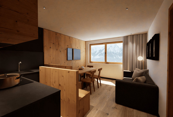 La zona giorno Residence Le Sort - Mountain Retreat