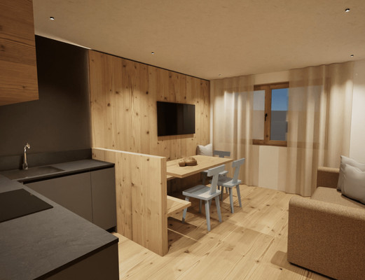 La zona giorno Residence Le Sort - Mountain Retreat