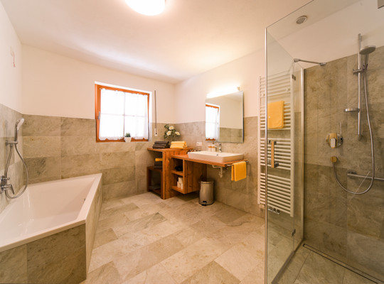 Foto del bagno Appartamenti in agriturismo Masitterhof