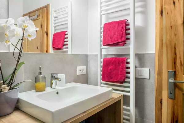 Foto del bagno Appartamenti in agriturismo Gfliererhof