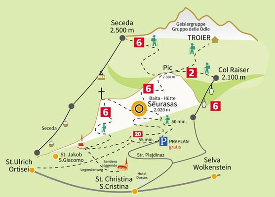 Lage Hütte Sëurasas St. Christina