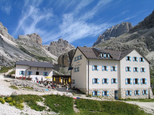 Foto Außenansicht Berghütte mit Zimmern Vajolet