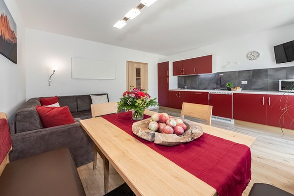 La zona giorno living Puez apartments in the dolomites