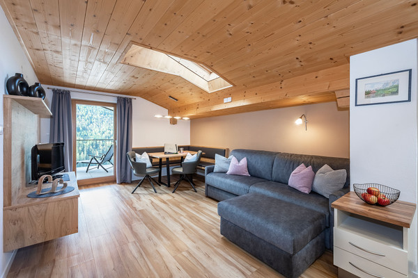 Das Wohnzimmer living Puez apartments in the dolomites