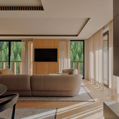 The living room AMAN Rosa Alpina Hotel