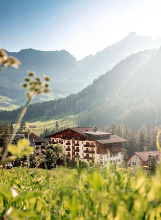 Foto Außenansicht im Sommer Hotel Dolomiti