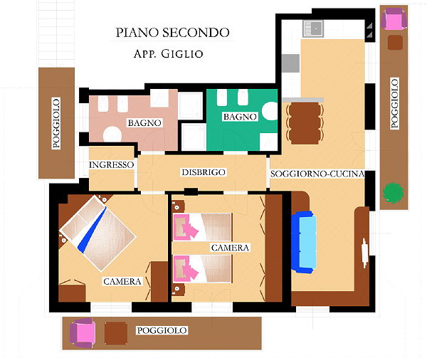 Der Grundrissplan Ferienwohnungen Villa Prafiori