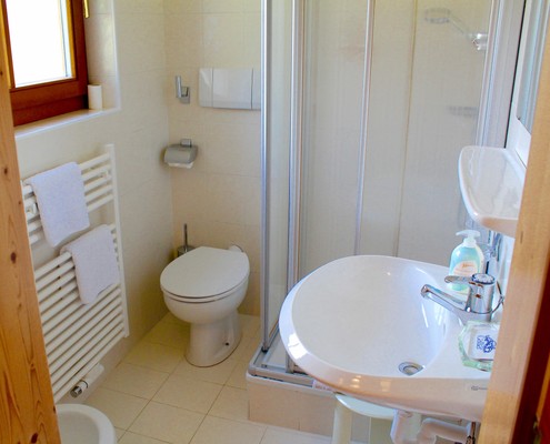 Foto del bagno B&B in agriturismo Baumann