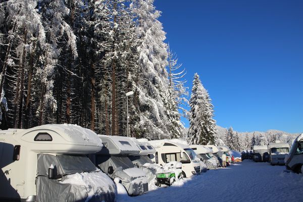 Photo exteriors in winter Parking Odlina (Camper parking zone)