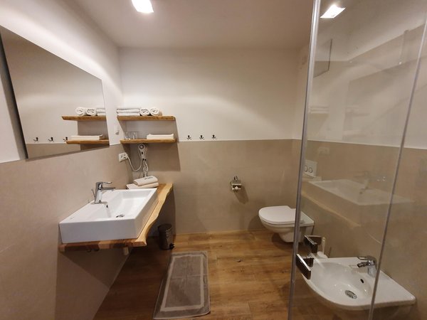 Foto del bagno Appartamenti in agriturismo Bruggerhof al Klausberg