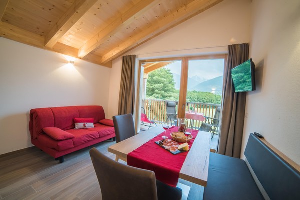 La zona giorno B&B + Appartamenti in agriturismo Hausergut