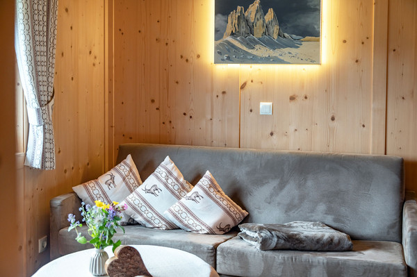 La zona giorno Pensione + Appartamenti in agriturismo Moarlhof