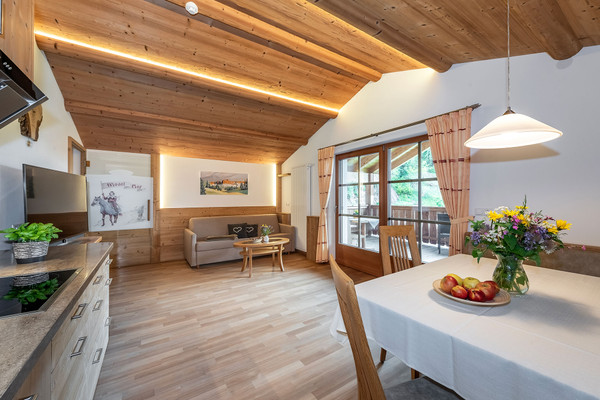 La zona giorno Pensione + Appartamenti in agriturismo Moarlhof