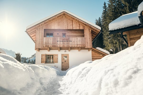 Foto esterno in inverno Chalet Pradel Dolomites