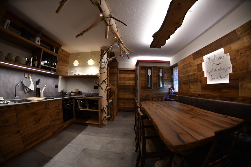 La zona giorno Chalet Maso Stavel