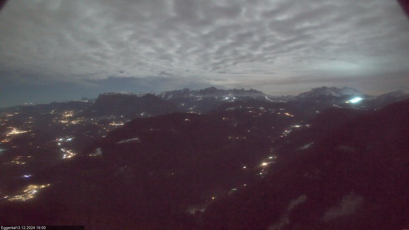 View of Val d'Ega / Eggental Valley with Catinaccio and Latemar