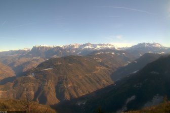 View of Val d'Ega / Eggental Valley with Catinaccio and Latemar