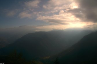 View of Val d'Ega / Eggental Valley with Catinaccio and Latemar