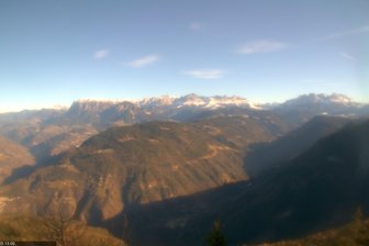 View of Val d'Ega / Eggental Valley with Catinaccio and Latemar