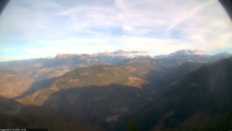 View of Val d'Ega / Eggental Valley with Catinaccio and Latemar