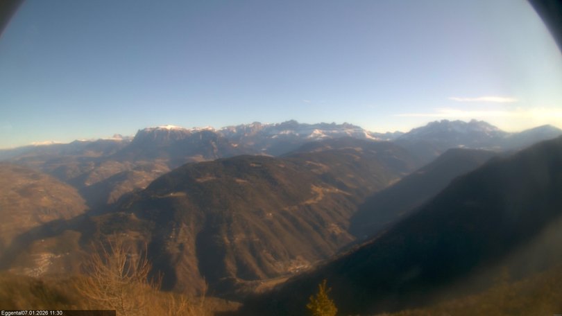 View of Val d'Ega / Eggental Valley with Catinaccio and Latemar