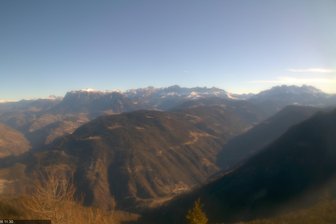 View of Val d'Ega / Eggental Valley with Catinaccio and Latemar
