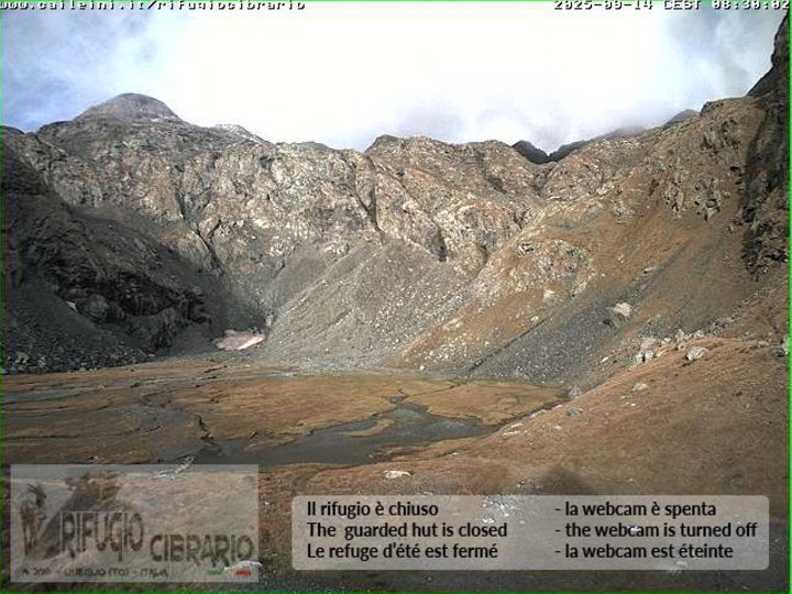 Webcam von der Berghütte Luigi Cibrario auf das Peraciaval-Becken