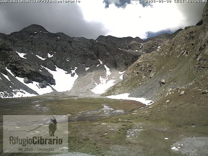 Webcam von der Berghütte Luigi Cibrario auf das Peraciaval-Becken