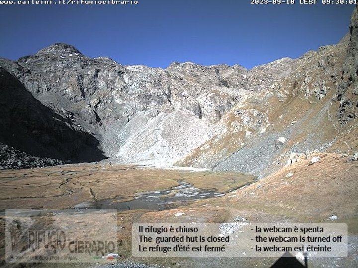 Webcam von der Berghütte Luigi Cibrario auf das Peraciaval-Becken
