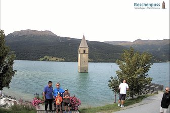 Webcam on the steeple of Lake Reschen