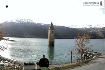 Webcam auf den Kirchturm im Reschensee