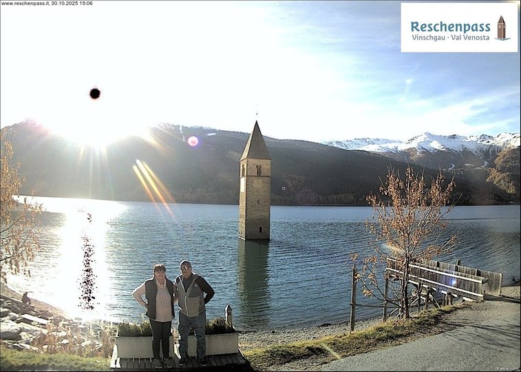 Webcam auf den Kirchturm im Reschensee