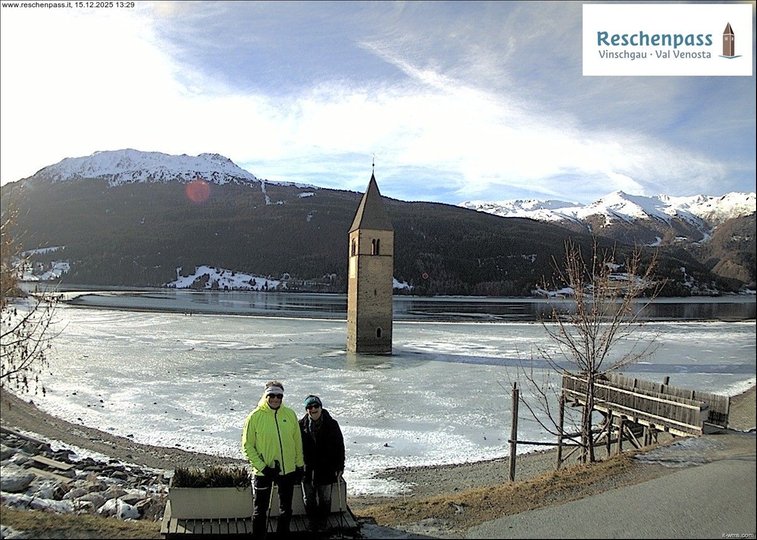 Webcam on the steeple of Lake Reschen