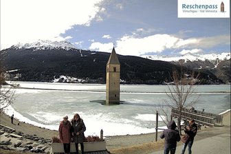 Webcam auf den Kirchturm im Reschensee