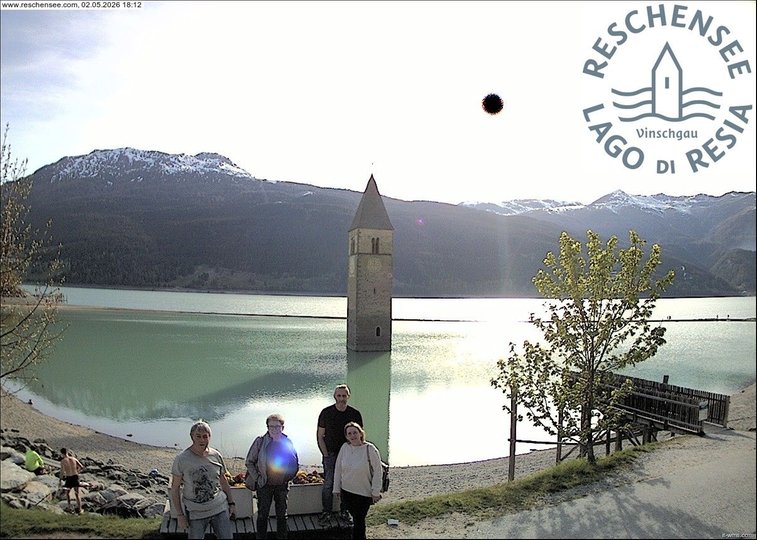 Webcam auf den Kirchturm im Reschensee