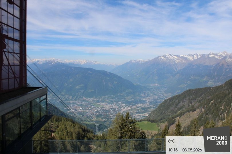 Webcam von Meran 2000 auf die Stadt Meran