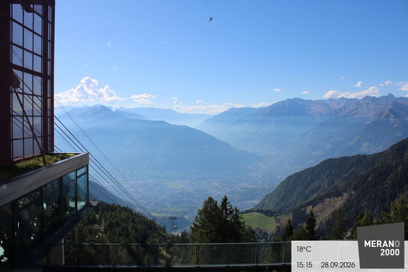 Webcam von Meran 2000 auf die Stadt Meran