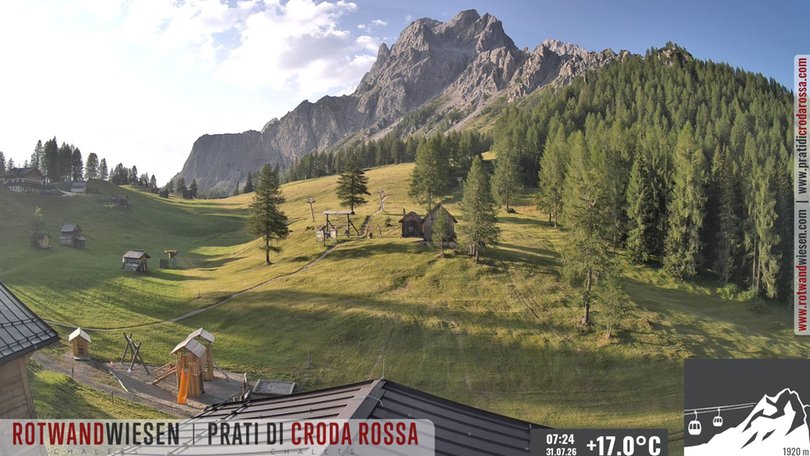 Webcam sui Prati di Croda Rossa nel comprensorio Tre Cime/Drei-Zinnen Dolomiti